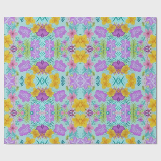 Tropisch Zomer Bloemmotief - Helder Hibiscus Cadeaupapier (Vlak)