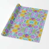Tropisch Zomer Bloemmotief - Helder Hibiscus Cadeaupapier (Uitgerold)