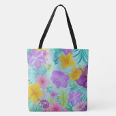 Tropisch Zomer Bloemmotief - Helder Hibiscus Tote Bag (Voorkant)