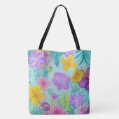 Tropisch Zomer Bloemmotief - Helder Hibiscus Tote Bag (Achterkant)