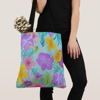Tropisch Zomer Bloemmotief - Helder Hibiscus Tote Bag