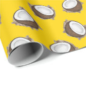 Tropisch Zomer Bruin Geel Kokosnoot Fruit Patroon Cadeaupapier (Rol Hoek)