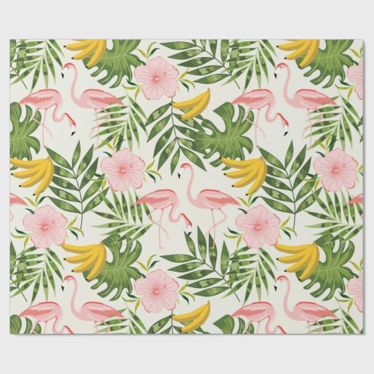 Tropisch Zomer Flamingo Inpakpapier (Vlak)
