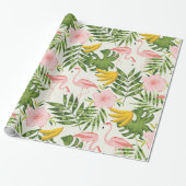 Tropisch Zomer Flamingo Inpakpapier (Uitgerold)