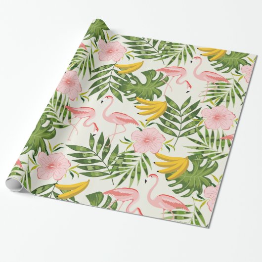 Tropisch Zomer Flamingo Inpakpapier (Uitgerold)