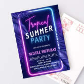 Tropisch Zomer Nacht Uitnodiging Feest