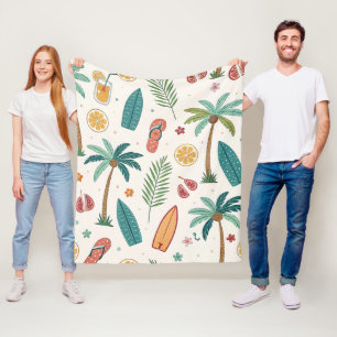 Tropisch Zomer Strand Patroon (1) Fleece Deken
