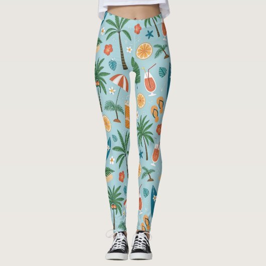 Tropisch Zomer Strand Patroon (2) Leggings (Voorkant)