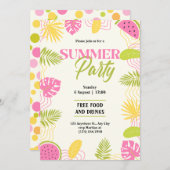 Tropisch zomerfeest groen en roze kaart (Voorkant / Achterkant)