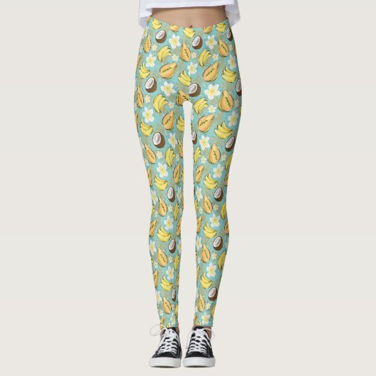 Tropisch zomerfruitpatroon leggings (Voorkant)