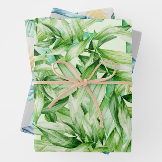 Tropisch zomerpalm leest pattern inpakpapier vel (In situ)