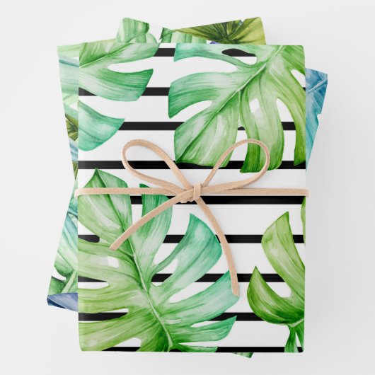 Tropisch zomerpalm leest pattern inpakpapier vel (In situ)