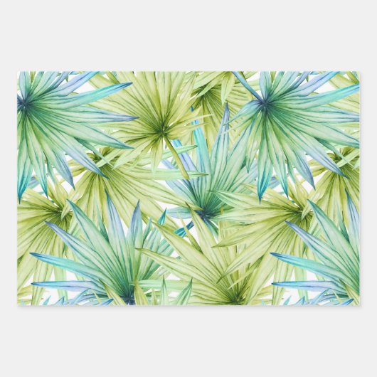 Tropisch zomerpalm leest pattern inpakpapier vel (Voorkant 3)