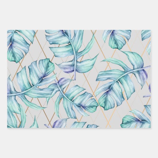 Tropisch zomerpalm leest pattern inpakpapier vel (Voorkant 2)