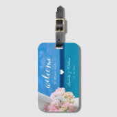 Tropisch zomerpalmstrand bruiloft bagagelabel (Voorkant (verticaal))