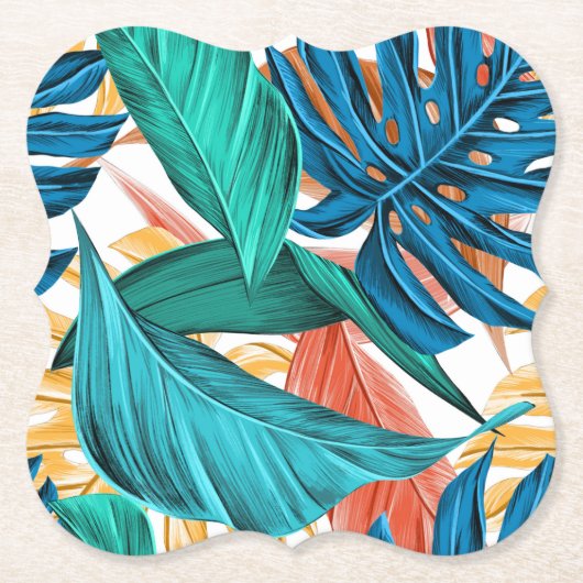 Tropisch zomerpatroon Papier Onderzetter (Voorkant)