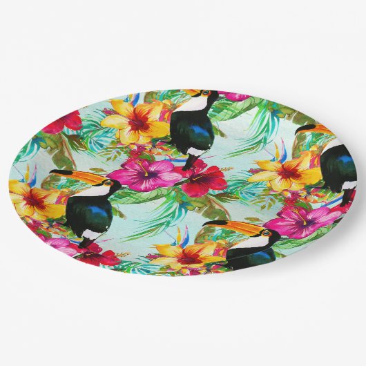 Tropisch zomerpatroon papieren bordje (Gekanteld)