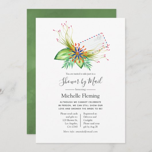 Tropisch zomerreces of Baby shower per post Kaart (Voorkant / Achterkant)