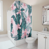 Tropisch zomerschilderij naadloos met palm douchegordijn (In situ)