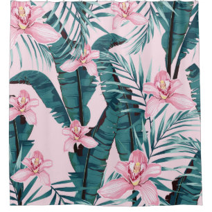 Tropisch zomerschilderij naadloos met palm douchegordijn