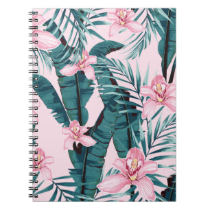 Tropisch zomerschilderij naadloos met palm notitieboek