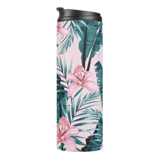 Tropisch zomerschilderij naadloos met palm thermosbeker (Geroteerd rechts)