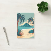 Tropisch zomerstrand in de cartoon post-it® notes (Kantoor)