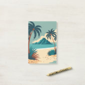 Tropisch zomerstrand in de cartoon post-it® notes (Op bureau)