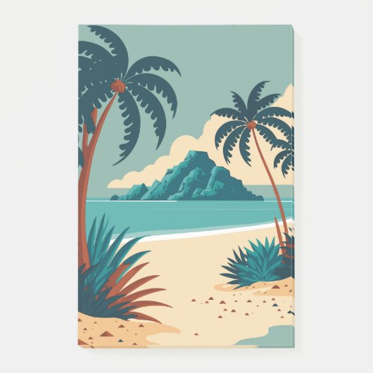 Tropisch zomerstrand in de cartoon post-it® notes (Voorkant)