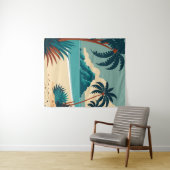 Tropisch zomerstrand in de cartoon wandkleed (In Situ (horizontaal))
