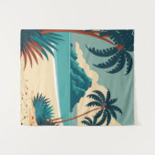 Tropisch zomerstrand in de cartoon wandkleed (Voorkant (horizontaal))