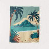 Tropisch zomerstrand in de cartoon wandkleed (Voorkant)