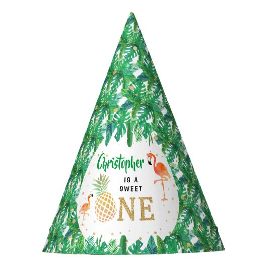 Tropisch zomerstrand Luau Boys 1e verjaardag Feesthoedjes (Voorkant)