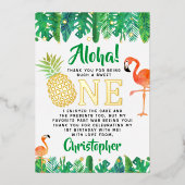 Tropisch zomerstrand Luau Boys 1e verjaardag Folie Uitnodiging (Voorkant)