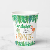 Tropisch zomerstrand Luau Boys 1e verjaardag Papieren Bekers (Achterkant)