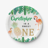 Tropisch zomerstrand Luau Boys 1e verjaardag Papieren Bordje (Voorkant)