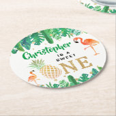 Tropisch zomerstrand Luau Boys 1e verjaardag Ronde Kartonnen Onderzetter (Gebogen)
