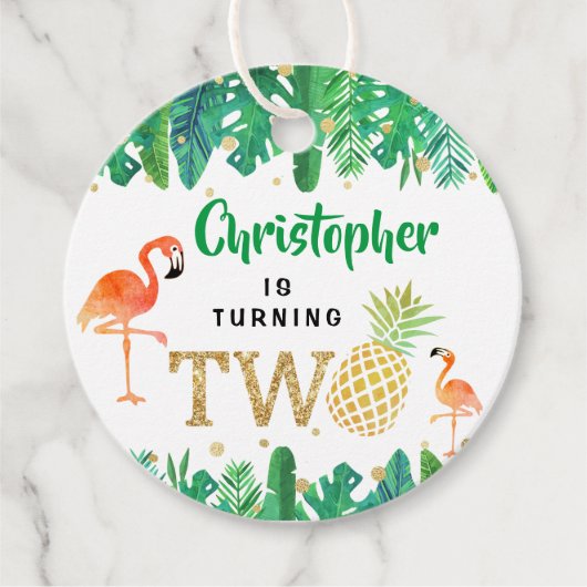 Tropisch zomerstrand Luau Boys 2e verjaardag Bedankjes Labels (Voorkant)