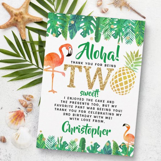 Tropisch zomerstrand Luau Boys 2e verjaardag Bedankkaart