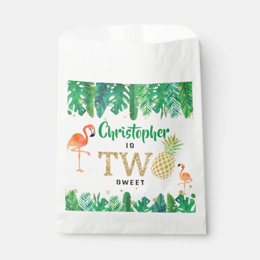 Tropisch zomerstrand Luau Boys 2e verjaardag Bedankzakje (Voorkant)