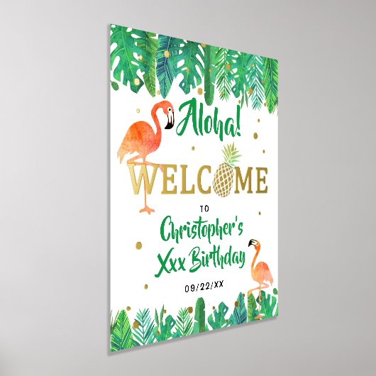 Tropisch zomerstrand Luau Boys Birthday Welkom Folie Afdrukken (Laagn)