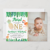 Tropisch zomerstrand Luau Boys Foto 1e verjaardag Kaart (Voorkant)