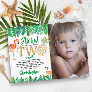 Tropisch zomerstrand Luau Boys Foto 2e verjaardag Bedankkaart