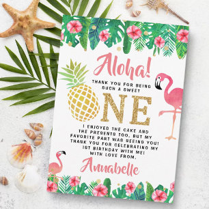 Tropisch zomerstrand Luau Girls 1ste verjaardag Bedankkaart