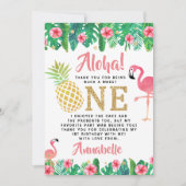 Tropisch zomerstrand Luau Girls 1ste verjaardag Bedankkaart (Voorkant)