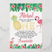 Tropisch zomerstrand Luau Girls 1ste verjaardag Folie Uitnodiging (Voorkant)
