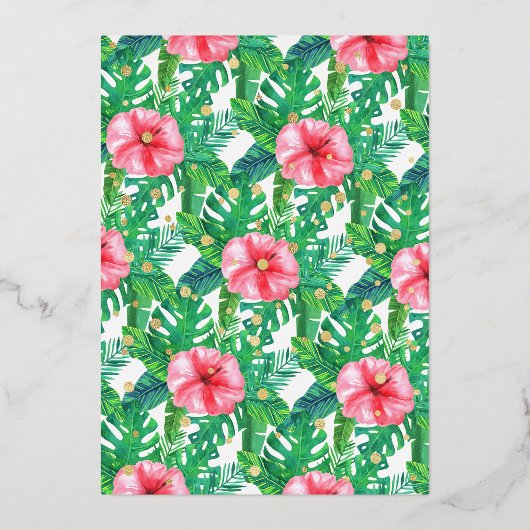 Tropisch zomerstrand Luau Girls 1ste verjaardag Folie Uitnodiging (Achterkant)