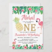 Tropisch zomerstrand Luau Girls 1ste verjaardag Kaart (Voorkant)