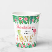 Tropisch zomerstrand Luau Girls 1ste verjaardag Papieren Bekers (Achterkant)