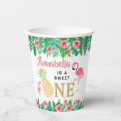 Tropisch zomerstrand Luau Girls 1ste verjaardag Papieren Bekers (Voorkant)